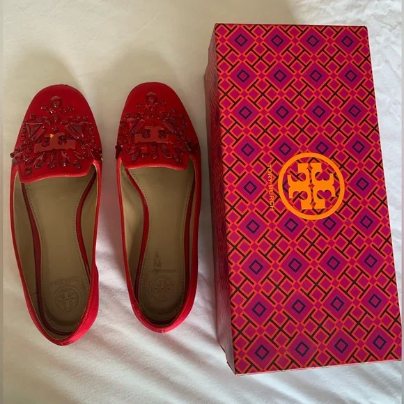Tory Burch Delphine Logo Satin Loafer - Picture 2 of 12